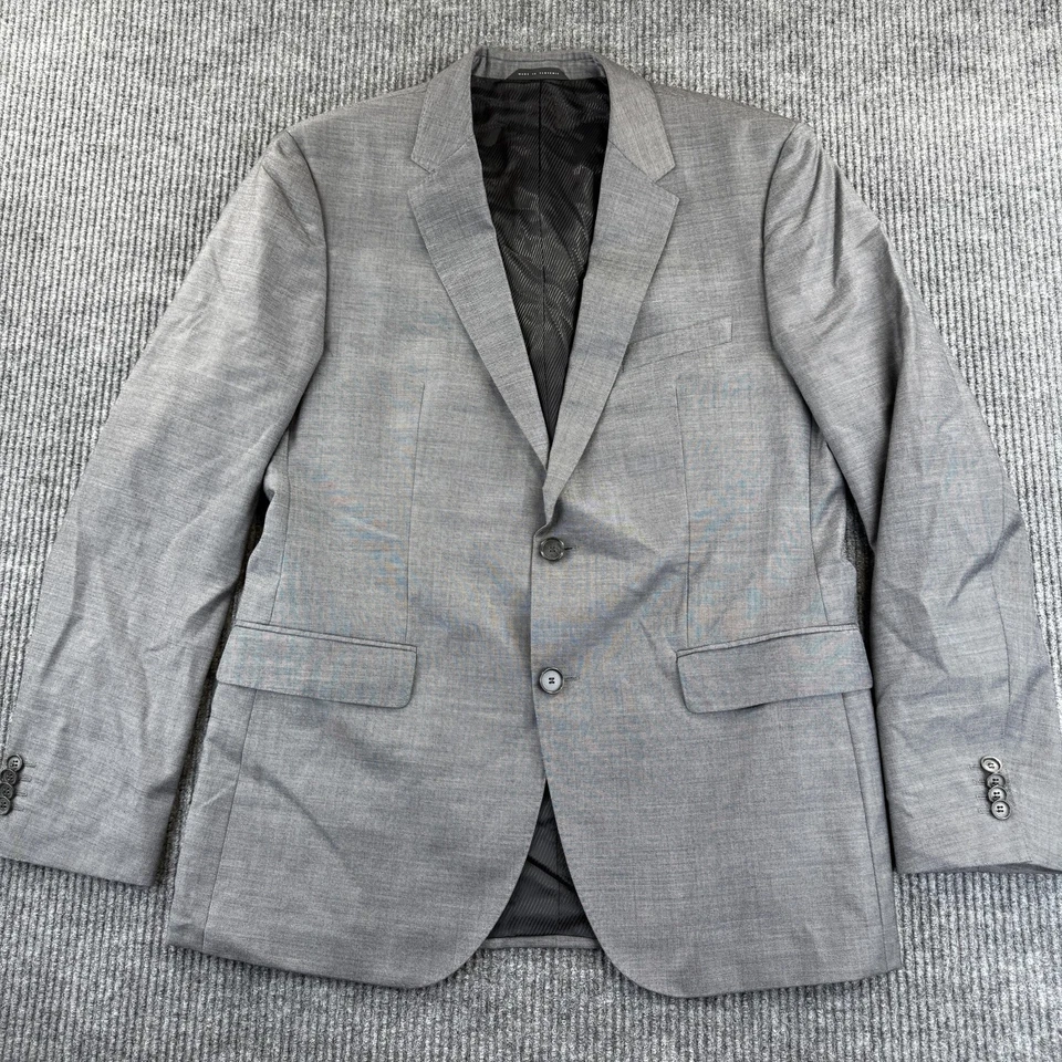 Hugo Boss Blazer Mens 42R Gray Wool Two Button Notch Lapel Vent James4 Sharp6 - Image 2 of 4