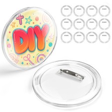12 Pack 3 Inch Clear Button Pins   Photo Button DIY Custom Acrylic Blank Badg...