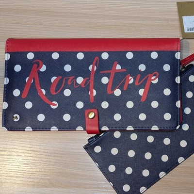 Joules Road Trip Reise Geldbörse Navy Weiß Rot Gepunktet Brandneu