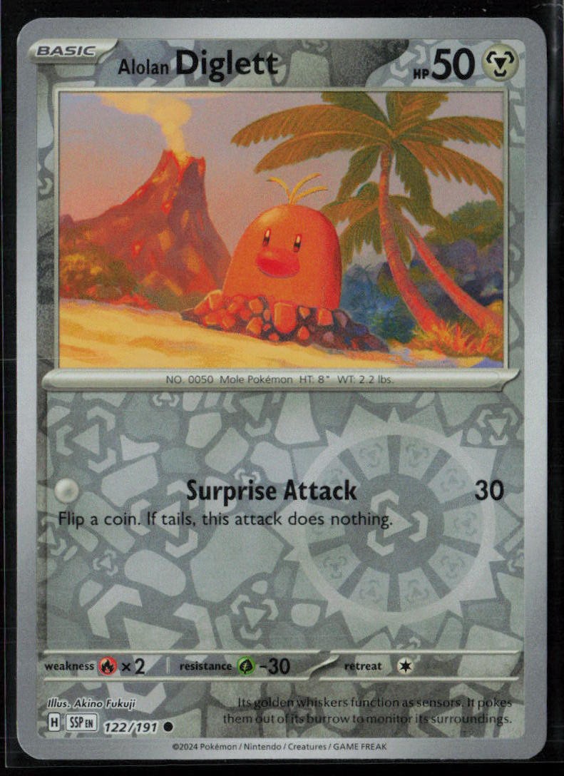 ALOLAN DIGLETT 122/191 Common Surging Sparks Pokemon Reverse Holo Near Mint