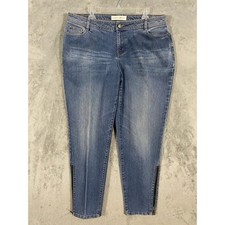 Fashion Bug Womens Blue Denim High Rise Jeans Ankle Zip Style Size 18