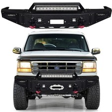Vijay For 1992-1996 Ford Bronco Steel Front Bumper With Led Lights And D-rings