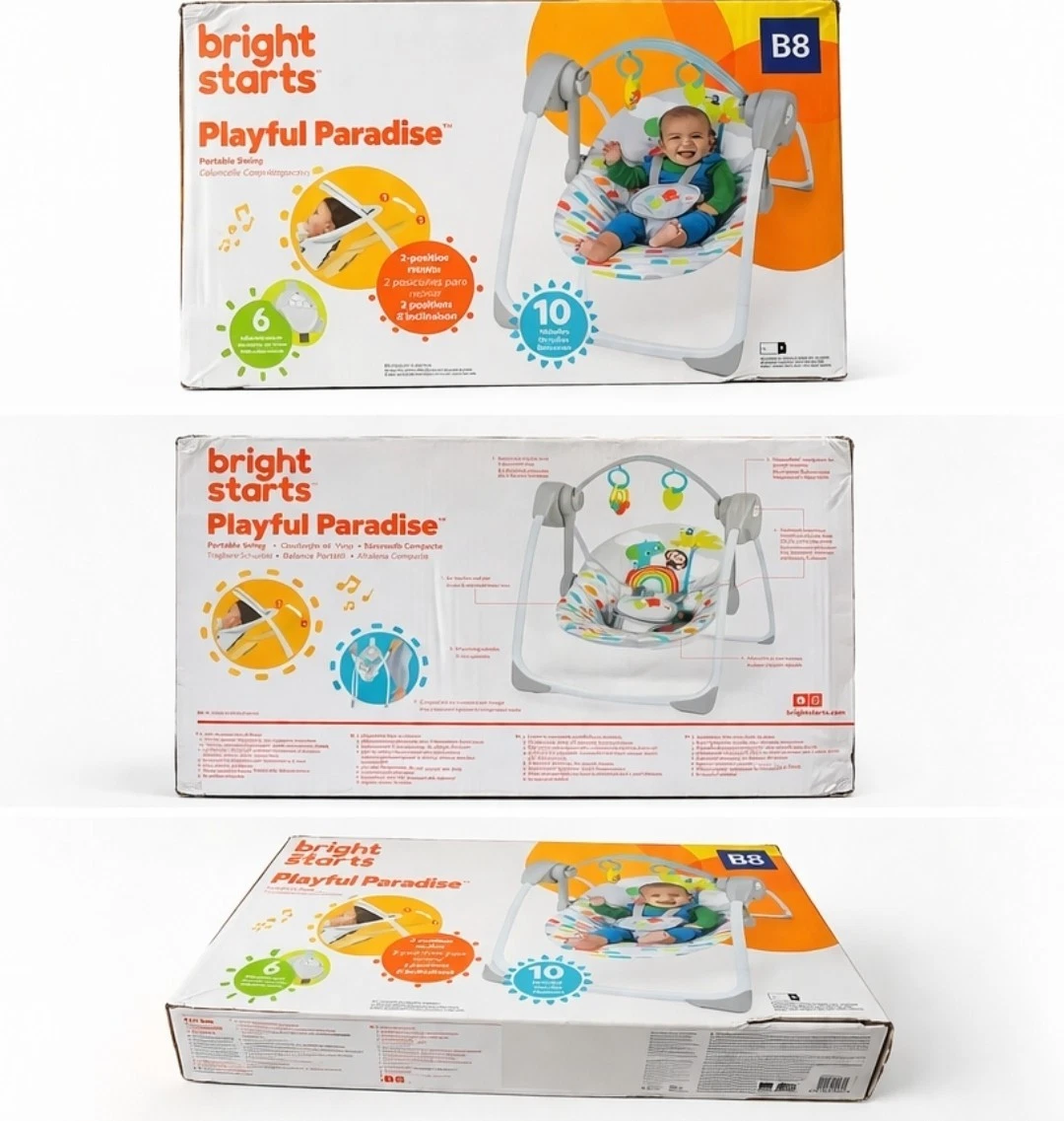 Bright Starts Playful Paradise – Columpio Para Bebé Portátil Y Compacto Con Musica Unisex Recien Nacido