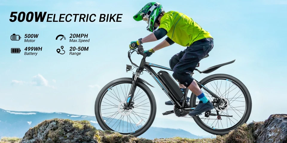 Bicicleta eléctrica de 27,5 pulgadas 500 W 48 V bicicleta de montaña de 21 velocidades para hombres y mujeres NUEVA Foto 4 de 4