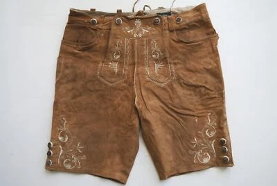 90er Vintage kurze Rißberg Lederhose mit Stickerei und leicht verspeckt Gr.52 - Bild 1 von 4