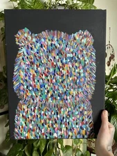 original textured multicolored acrylic mammal painting