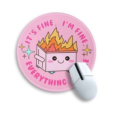 Funny Round Mouse Pad for Desk, Cute Office Decor for Women, Dumpster on Fire...