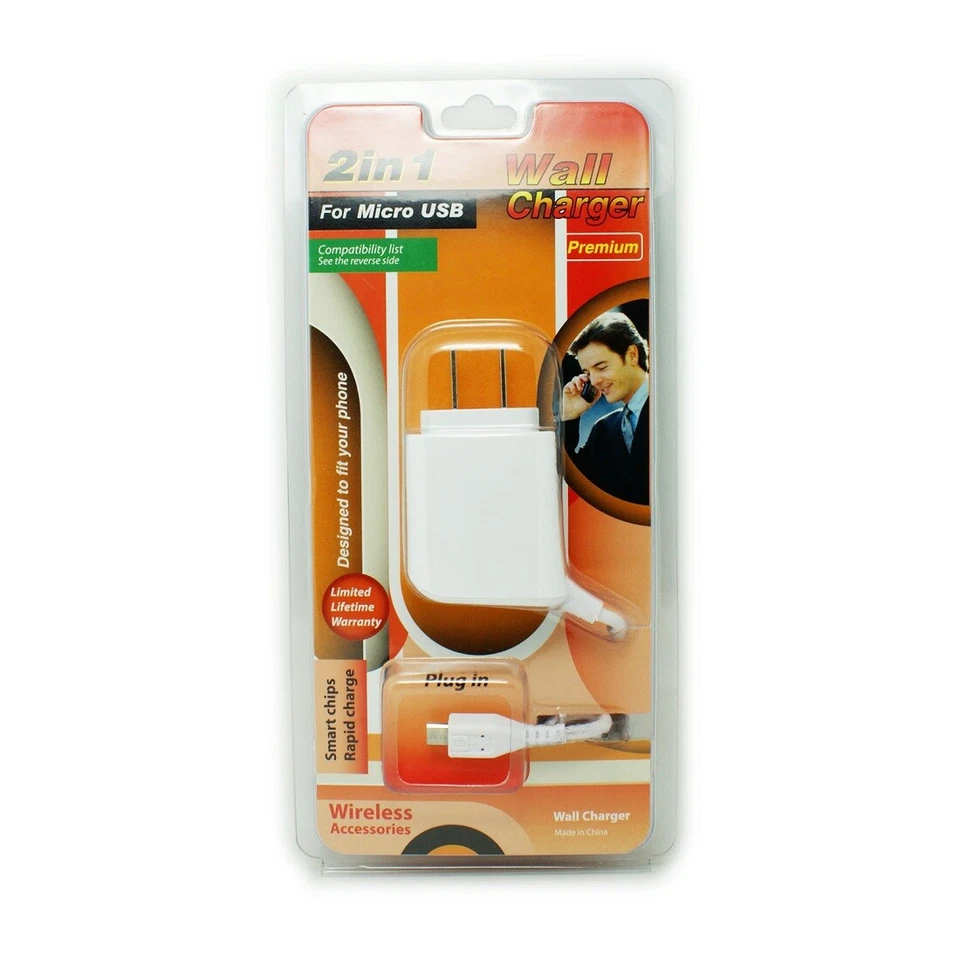 Cargador de viaje de pared HD de 2,1 amperios color blanco adaptador de CA conector de puerto USB adicional Foto 2 de 2