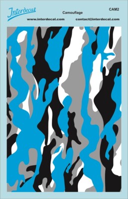 Décalcomanies Camouflage 1/18 INTERDECAL - Motif Bleu, Blanc, Gris, Noir - Format 120x80 Mm | Pour Maquettes Et Modélisme
