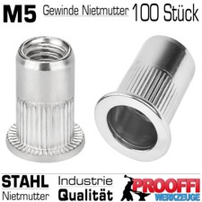 100 Stück M5 Gewinde Nietmutter Hülse STAHL Einnietmutter Für Gewinde Nietzange