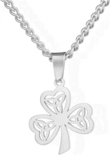 CELTIC SHAMROCK Necklace Pendant Pewter Clover St Patrick's Day Irish Good Luck