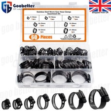 60PCS Hose Clamp 6-38mm Jubilee Clips 201 Stainless Steel Worm Gear Hose Clips