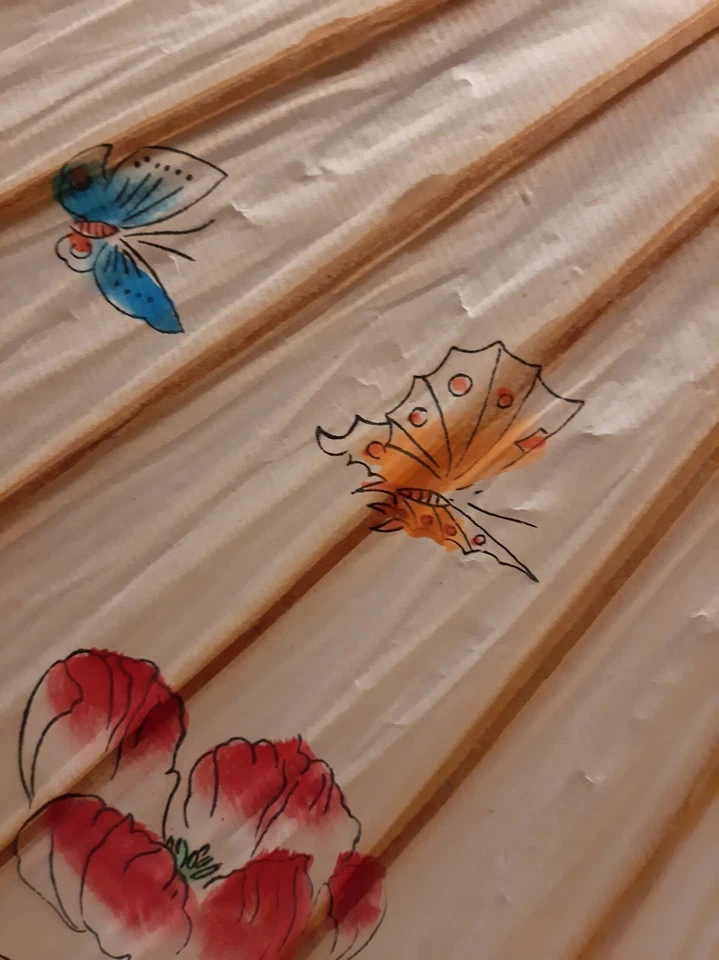Vintage Hand Made Parasol Japanese  With Butterfly's Bamboo And Paper - Image 3 of 4