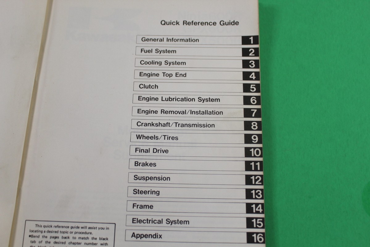 NOS Kawasaki Motorcycle Service Manual Supplement ZX ZX500 ZX600