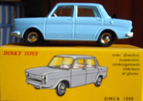 Miniature Simca 1000 Dinky Toys 519 Atlas 1/43 métal bleu clair réédition haut de gamme hors série 2011