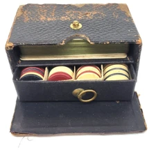 Vintage Poker Travel Set Poker Chips And Cards 1940s, Very Interesting