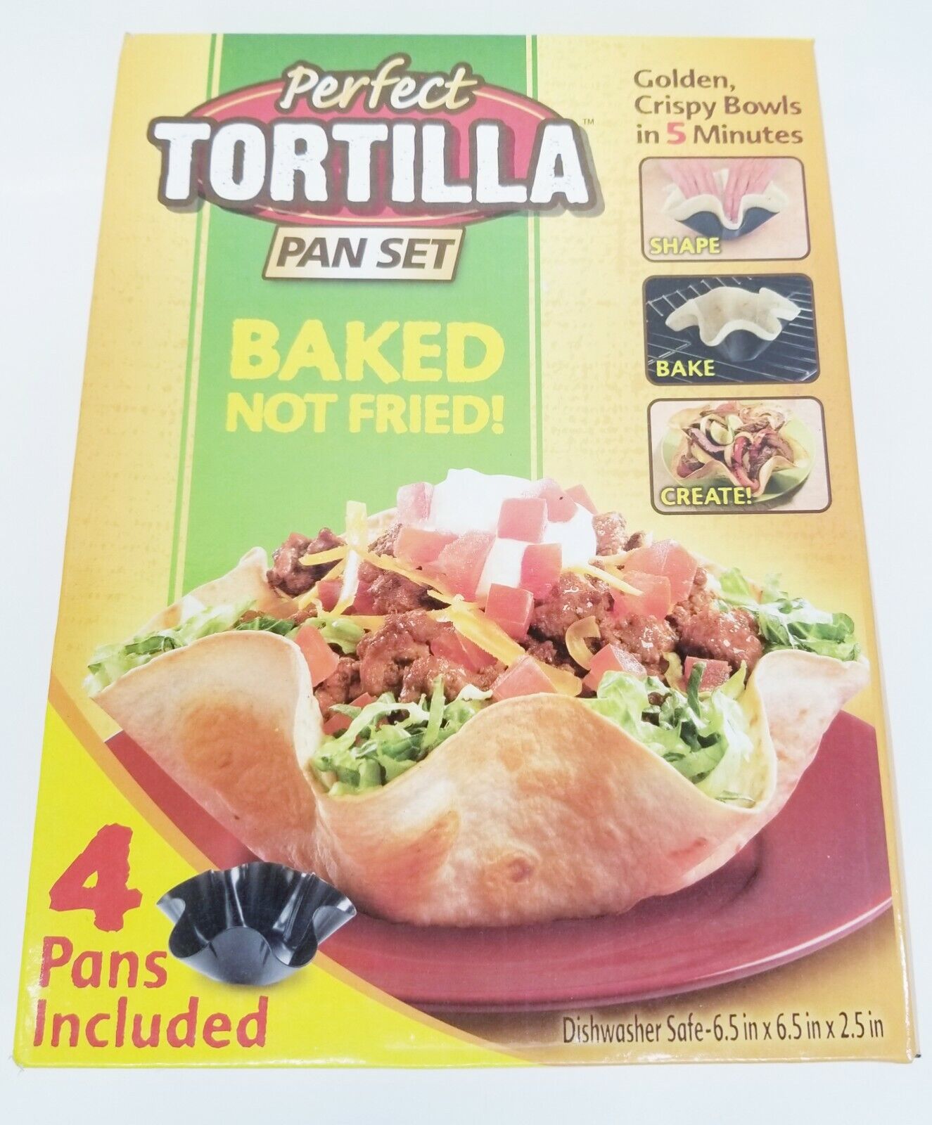 Perfect Tortilla Pan 5% OFF Set 4 Taco Salad Cheap Pc Non-Stick Bowl