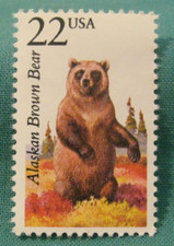 22c American Wildlife-Alaskan Brown Bear-MNH Single-#2310-Issued 1987