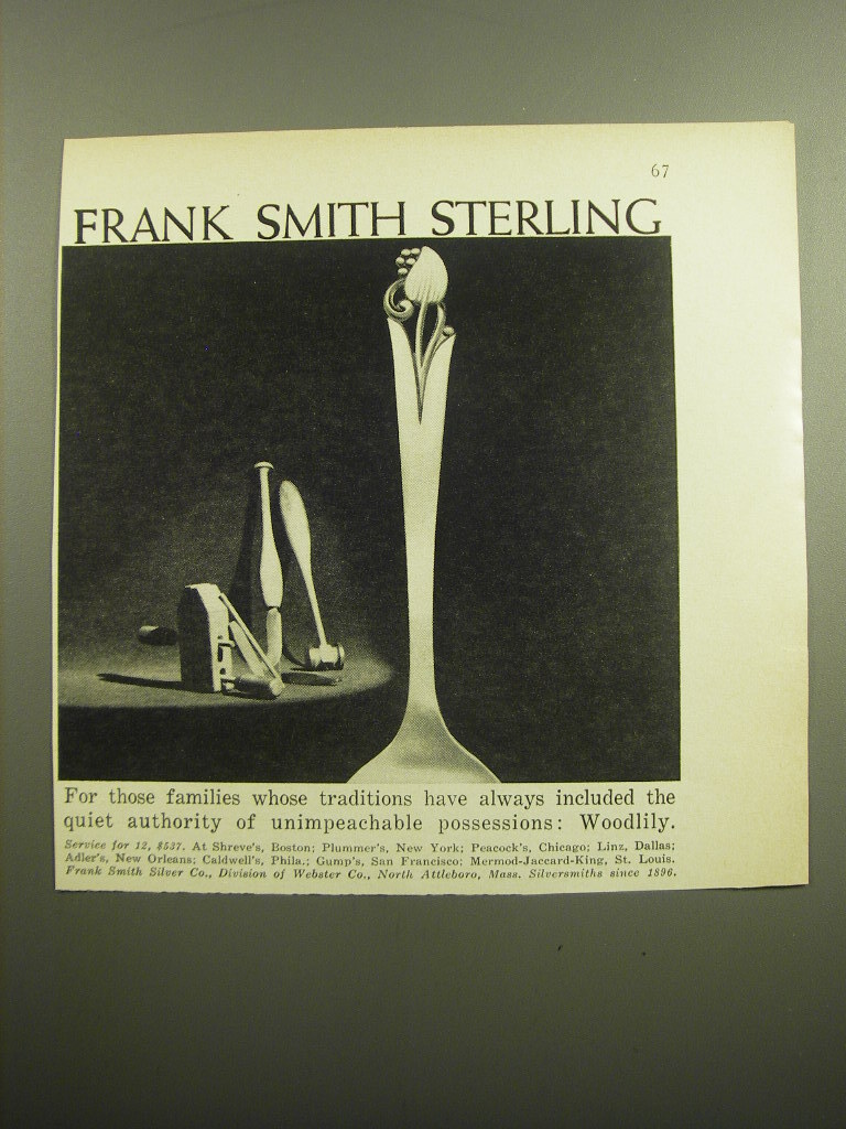 1960 Frank Smith Sterling Woodlily Silverware Vintage Ad