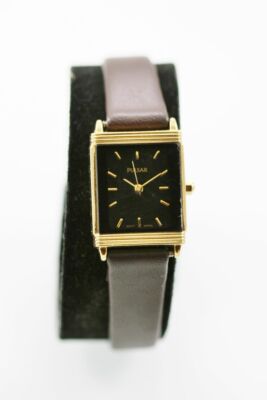 Pulsar Uhr Damen Gold Edelstahl Braunes Leder Batterie Schwarz Wasser Res Quarz