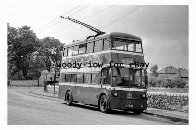 pt9735 - Doncaster Trolleybus 377 at Dell Terminus in 1954 - Print