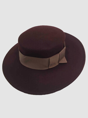 $250 Marzi Firenze Womens Red Italy Wool Felt Wide Brim Flat Crown Hat One Size