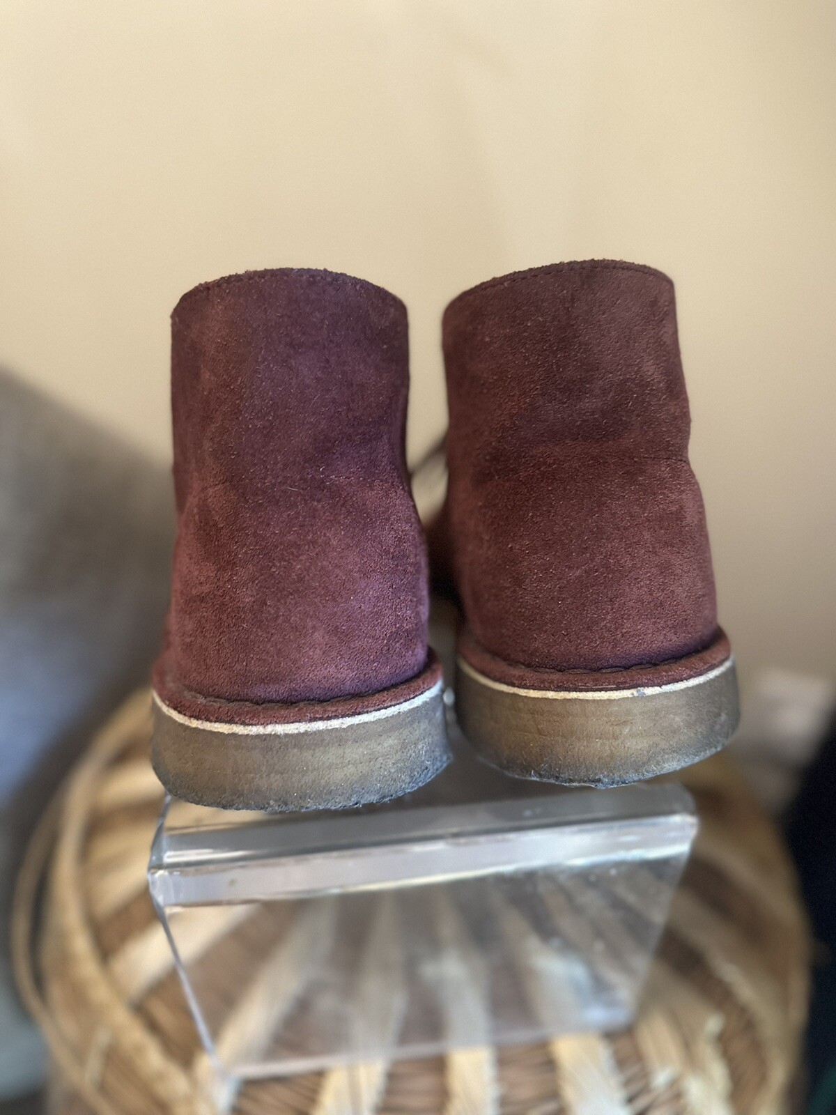 Mens Clarks Desert Boots Designed in England  Burgundy size US 10 Rare Fast Ship image 4