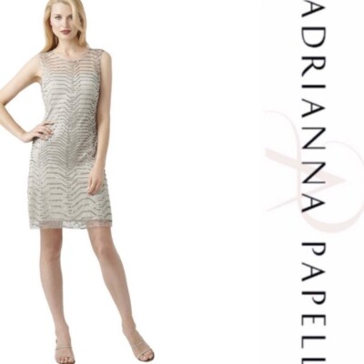 adrianna papell beaded dress ebay Adrianna Papell Women's Blush Floral Beaded Blouson Gown Size 8 $349 NWT