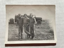 1940's WWII Original Photograph of 3 Soldiers in Front of Truck