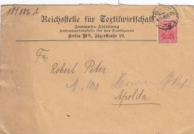 BERLIN, Briefumschlag 1920, Reichsstelle für Textilwirtschaft