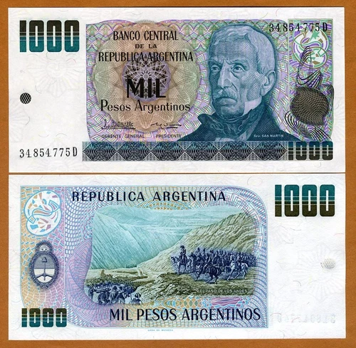 Argentina, 1000 Pesos Argentinos, ND (1984), P-317b, UNC