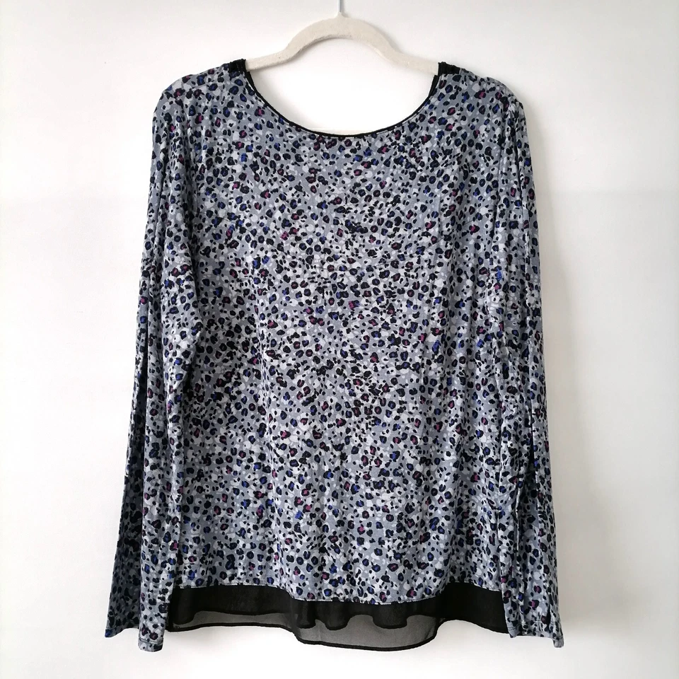 Simply Vera Vera Wang Multicolor Leopard Print Scoop Neck Long Sleeve Top Size L - Image 2 of 4