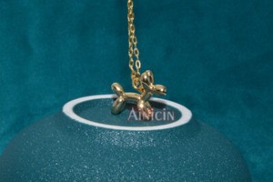 Authentic Gold Plated Long Chain Balloon Dog Hook Earrings For Women Girl Jewelry