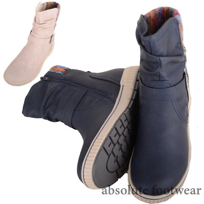 Damen Outdoor Winter Stiefelette mit dekorativem Strickkragen Reißverschluss
