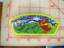 Calumet Council 1997 Jamboree JSP collectible yellow border postage patch (p50)