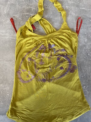 Apple Bottom Womens Top Yellow Mustard Yellow With Rhinestones Rhinestones Size M