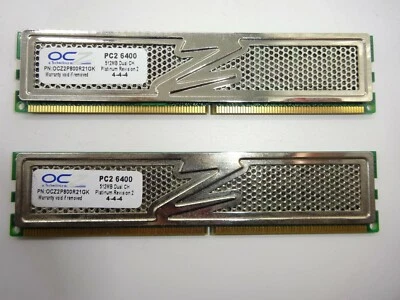 OCZ 1GB (2x 512MB) DDR2 Platinum Rev. 2 OCZ2P800R21GK PC2 6400 4-4-4 #R492 - Bild 1 von 2
