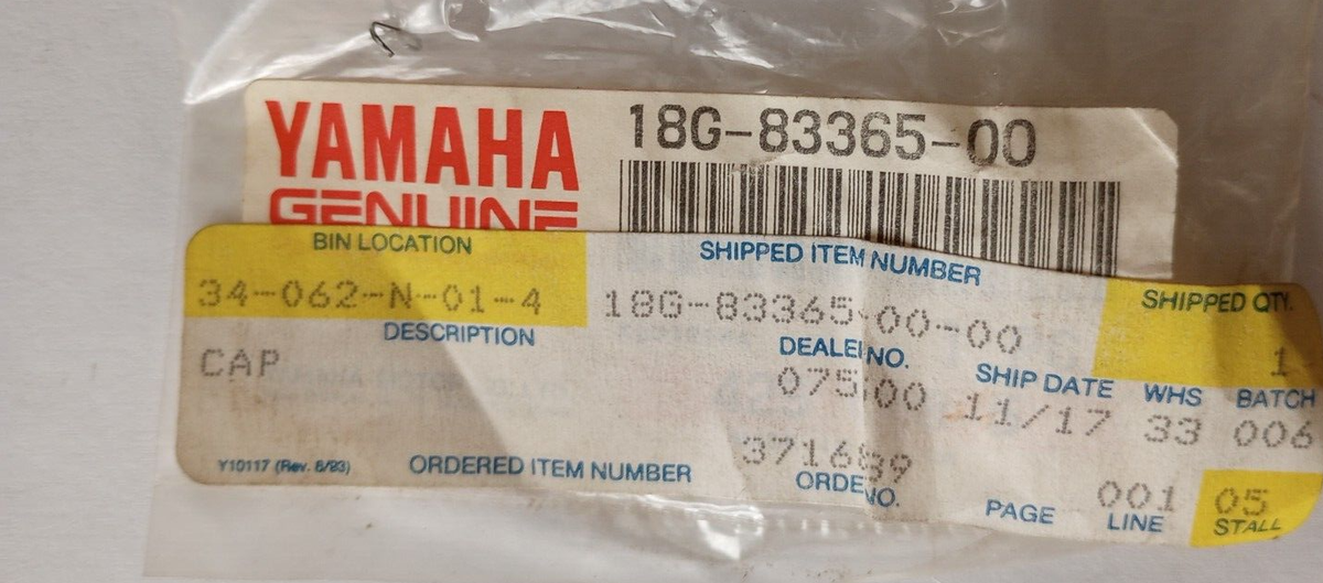 Yamaha Cap NOS 18G-83365-00 (L-3678) | eBay