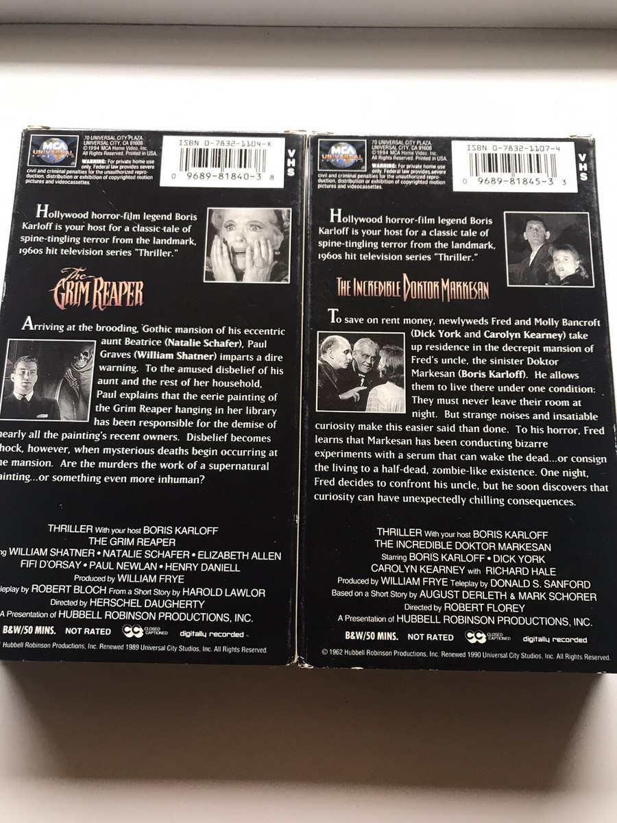 Thriller Hosted By Boris Karloff 2 VHS Lot,The GrimReaper