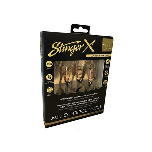 STINGER XI32YF X3 SERIES 2 CHANNEL INTERCONNECT RCA Y SPLITTER 2 FEMALE 1 MALE