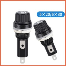 Panel Mount Fuse Holder 5x20mm 6x30mm Glass Fuses 10A 250V Electronics Black