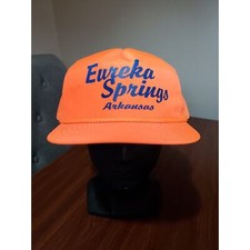 Vintage Trucker Hat Eureka Springs Arkansas Orange Hunter Snapback Cap