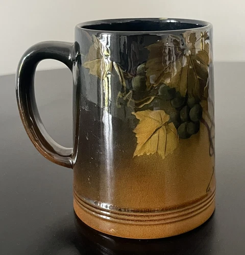 ROOKWOOD POTTERY ANTIQUE BEER ALE MUG GRAPES VINES ARTIST SIGNED RARE