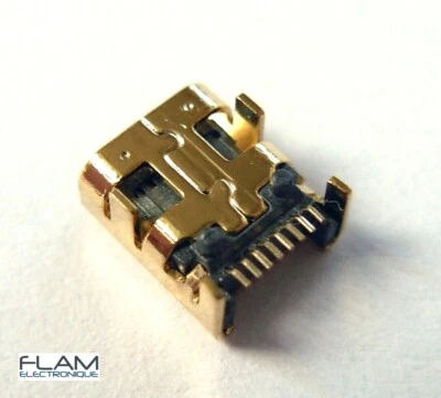 Connecteur Mini USB femelle 8 broches plaqué Or / Connector female 8 pins gold - Photo 1/4