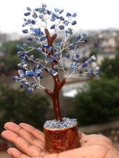 75+ Lapis Lazuli Gemstones SIlver Wire Bonsai Money Tree Decor GW