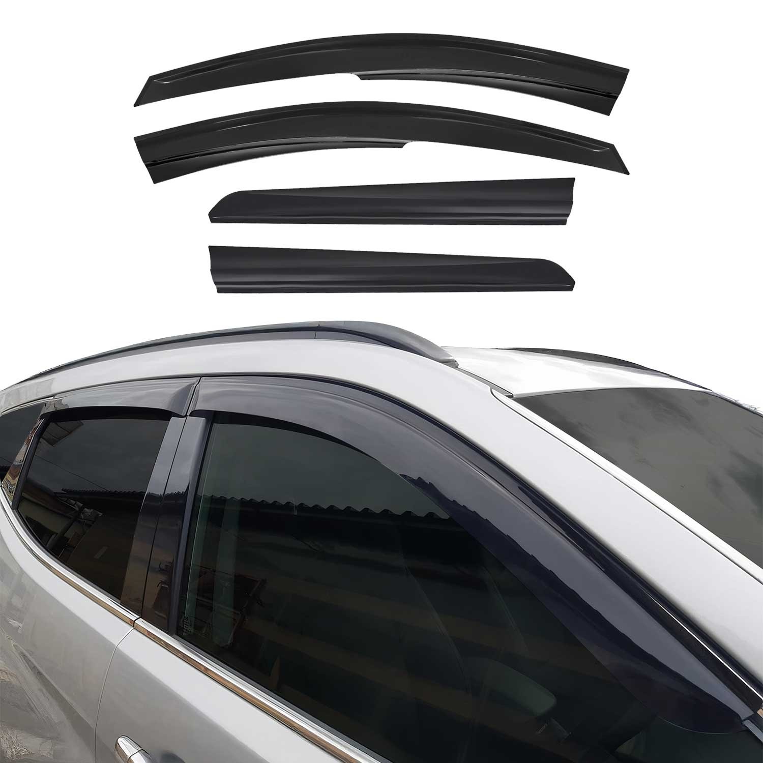 Déflecteurs de vent pour Dacia Duster 2010-2016 - Kit complet 4 pièces en acrylique noir fumé