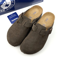 Birkenstock Boston Soft Footbed Suede Leather Mocha Women's Clogs Shoes Narrow