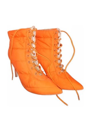 LIMITED ''Torque Voltage'' Size: 10 Orange Lace-Up Pointed-Toe Ankle Boots