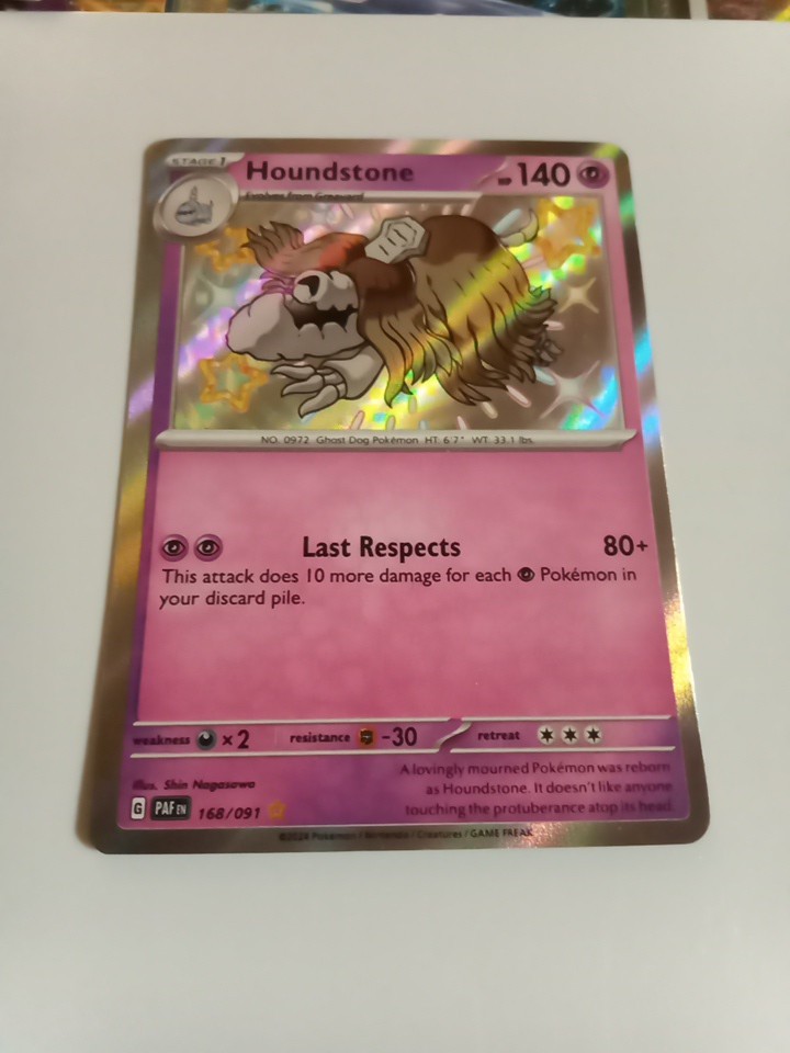 Houndstone 168/091 Paldean Fates Holo Shiny Rare Pokemon Card TCG English - Mint