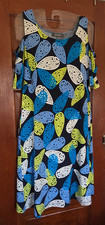 Nine West Women's 4 Blue White Lime Green Patterned Cold Shoulder Sundress Dress